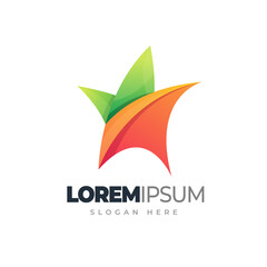 Star colorful gradient logo. Stars media logo template