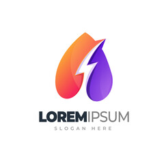 Thunder colorful logo. Gradient logos of flash drop