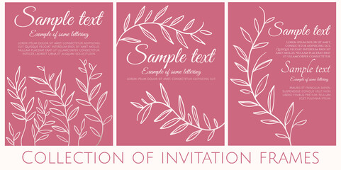 collection of rose invitation with simple branches