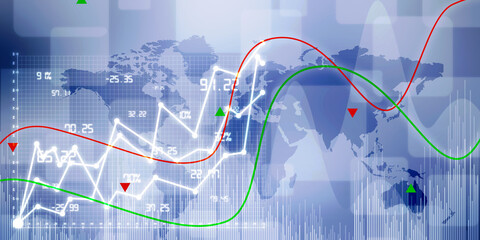 2d rendering Stock market online business concept. business Graph 