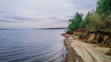 aerial survey of the reservoir in the Penza region