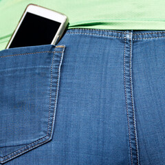 Jeans back pocket with smartphone