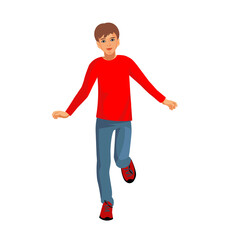 Teen school boy figure runs forward vector isolated figure