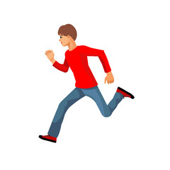 Vector figure of a fast running teenage boy in profile