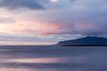 Iceland, view from Reykjawik at sunset - 436388130