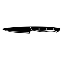 silhuotte of kitchen knife on white background