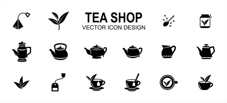 luxury tea shop drink related vector icon user interface graphic design. Contains such icons as tea bag, tea leaf, sugar, brew, brewing, tea cup, assorted teapot, extraction, herb,