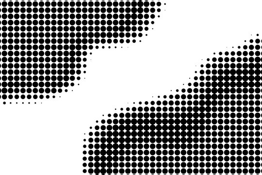 abstract dotted halftone background with waves. Grunge dots texture. Black and white pattern.
