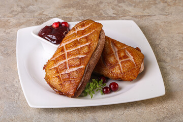 Roasted duck breast with sauce