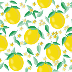 lemon and leaf realistic pattern design