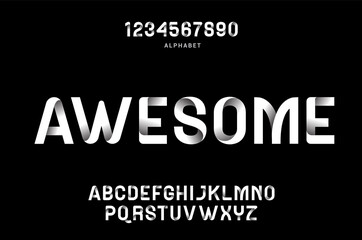 Vector of paper folding alphabet. 3D vector font