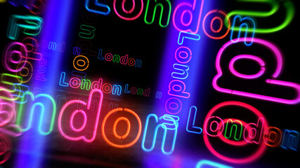 London symbol neon light 3d illustration