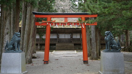 Shinto shrine entrance at Koyasan, Wakayama prefecture, Japan.