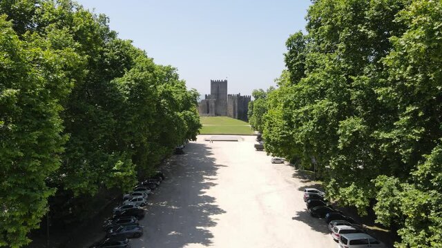 The path in the park to the medieval Castle
