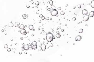 Close up macro Aloe vera gel cosmetic texture white background with bubbles. Lemongrass gel skincare product. antibacterial liquid with aloe vera, moisturizing. Serum texture. Hand sanitizer