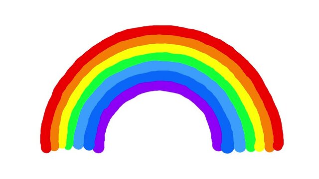 Cartoon rainbow drawing stripes animation with alpha channel.