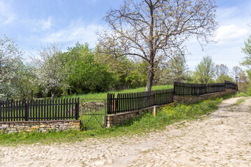 Fototapeta premium Typical street and old houses at historical village of Bozhentsi, Bulgaria