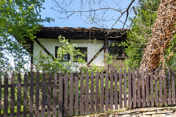 Typical street and old houses at historical village of Bozhentsi,  Bulgaria