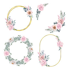 Watercolor of frames on a white background.