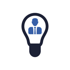 Business Idea Icon, Light Bulb And Business Man Icon