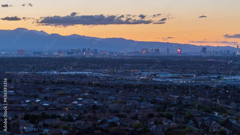 Canvas Prints Sunset to night high angle time lapse  of the Las Vegas cityscape