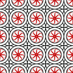 Vector Seamless red and black pattern. Sacred Geometry. Circle template. abstract background