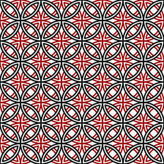 Vector Seamless red and black pattern. Sacred Geometry. Circle template. abstract background
