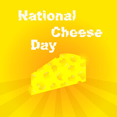 National Cheese Day 2022. Vector illustration of realistic tasty cheese for banner, poster, flyer.