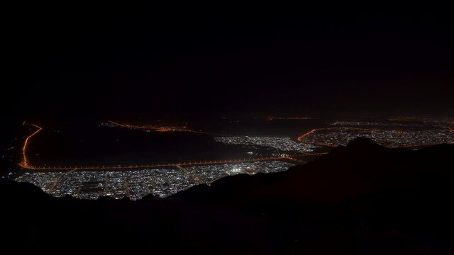 "Night panorama view on Jebal Hafeet in Al Ain, Abu Dhabi, United Arab Emirates.	"