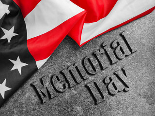 Fototapeta na wymiar Memorial Day. American flag on gray background