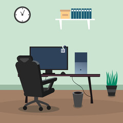 Workplace at home. Home Workstation. Working Office Room. Design Template Vector Illustration