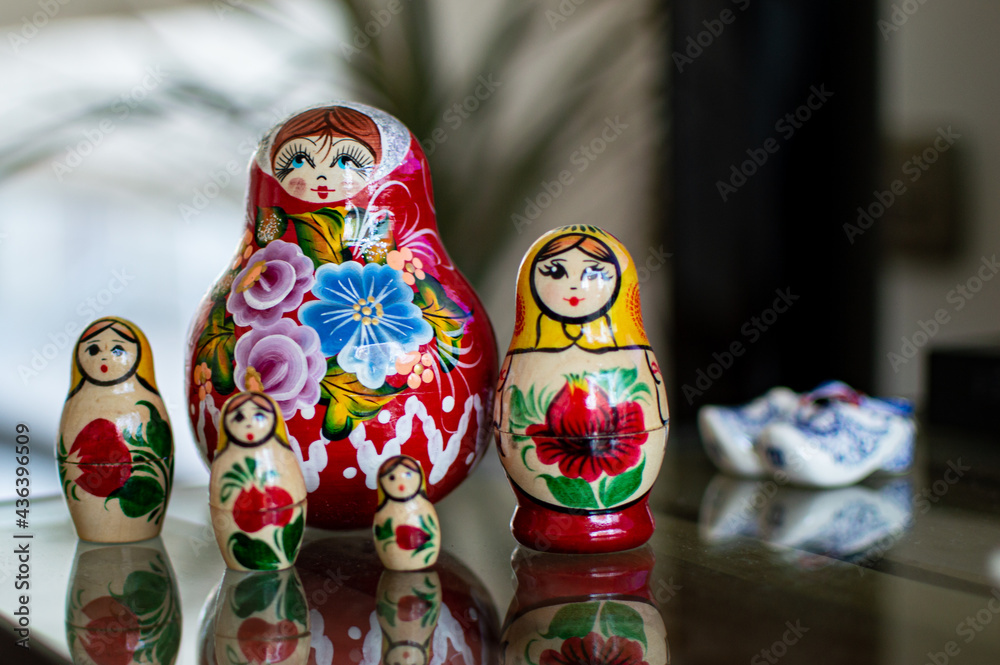 Wall mural Mamushka russian doll and her daughters