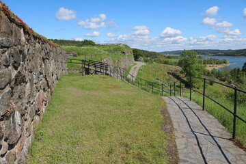 Fototapeta na wymiar Bohus fortress fästning on the island of Bagaholm nearby Gothenburg, Sweden