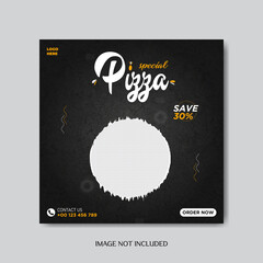 Premium Pizza Food Menu Social Media Post Design - Social Media Design Template