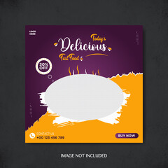 Delicious Food Social Media Promotion Post Design - Social Media Design Template -  Instagram Post Stories Design