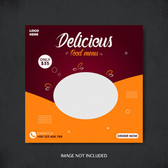 Delicious Food Social Media Promotion Post Design - Social Media Design Template -  Instagram Post Design for Stories