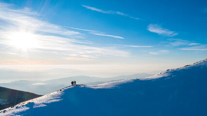 Peack, top mountain with people