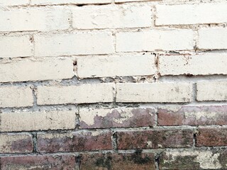 Background of old vintage dirty brick wall with peeling texture