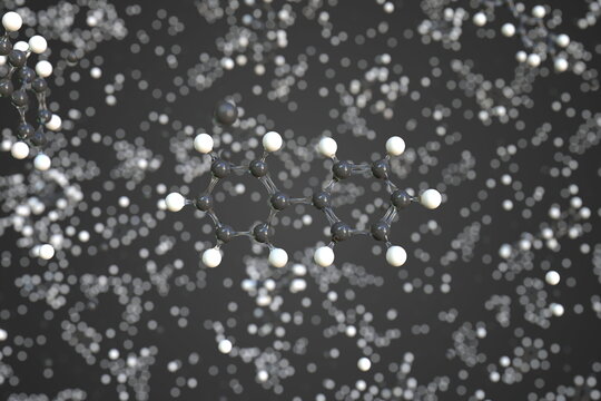 Biphenyl molecule, conceptual molecular model. Scientific 3d rendering