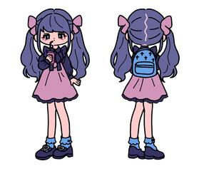 地雷系女子 量産系女子 全身 紫