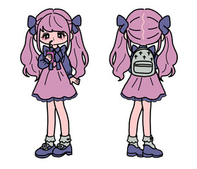 地雷系女子 量産系女子 全身 ピンク