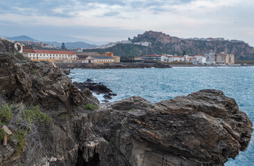 Salobre&ntilde;a Castle seen from the rocks of La Caleta.