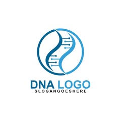 DNA vector logo design template. Structure molecule, Chromosome icon. Pictogram of Dna vector, genetic sign, elements