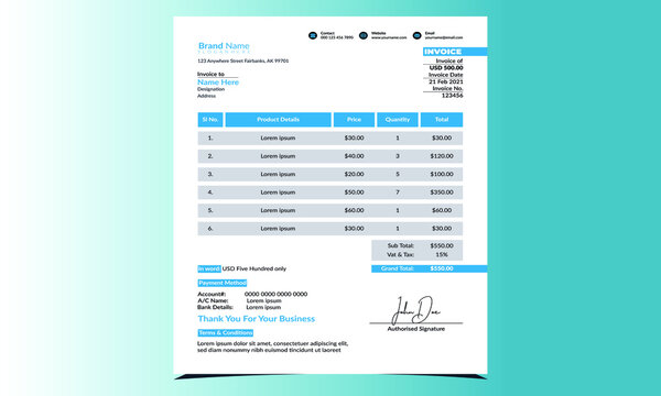 Invoice Design Template with Creative Designs