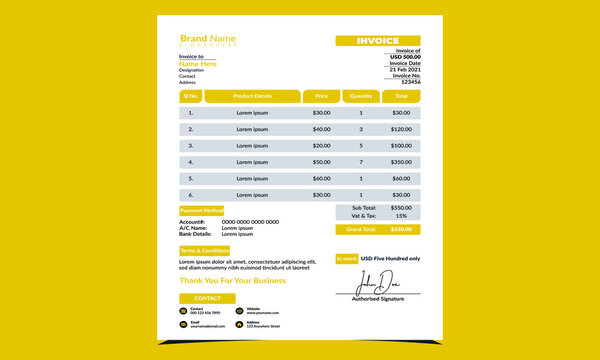 Invoice Design Template with Creative Designs