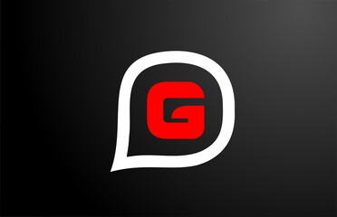 G letter design with red question cloud. Alphabet logo design. Icon brading for products and company