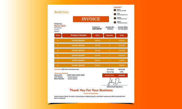 Invoice Design Template with Creative Designs