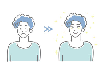 美容意識の高い男性　メイク　ビフォーアフター