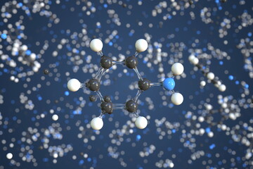Aniline molecule, conceptual molecular model. Scientific 3d rendering