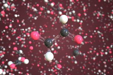 Glyoxal molecule, conceptual molecular model. Chemical 3d rendering